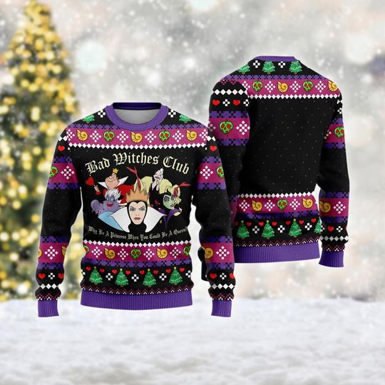 Maleficent Christmas Ugly Sweatshirt, Evil Villains Ugly Christmas Sweatshirt, Magic Kingdom Shirt, Witch Villains Xmas Holiday Shirt