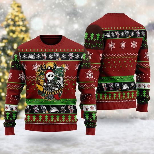Nightmare Christmas 3D Ugly Sweater, Skeleton Nightmare Movie Xmas Sweatshirt, Before Christmas Gift For Men Women Kid, Skeleton Shirt