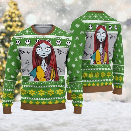 Nightmare Before Christmas Ugly Sweater, Sally and Jack Shirt, Jack Skellington Xmas Holiday Sweatshirt, Christmas Gift for Men Women Kid