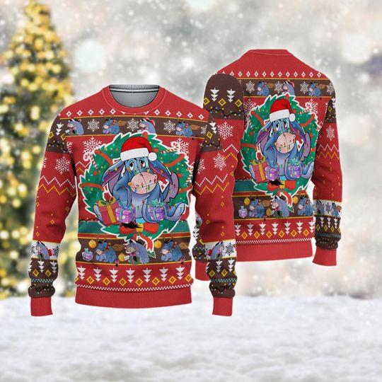 Eeyore Christmas Ugly Sweater, Donkey Eeyore Christmas Shirt, Winnie The Pooh Ugly Christmas Sweatshirt, Magic Kingdom Xmas Shirt