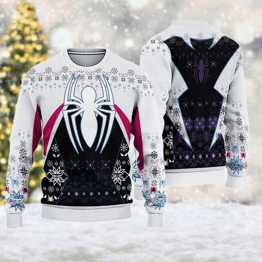 Spider-Man Gwen Stacy Christmas Ugly Sweater, Spiderman Christmas Sweatshirt, Gwen Stacy Shirt, Superhero Xmas Holiday Gift For Men Women