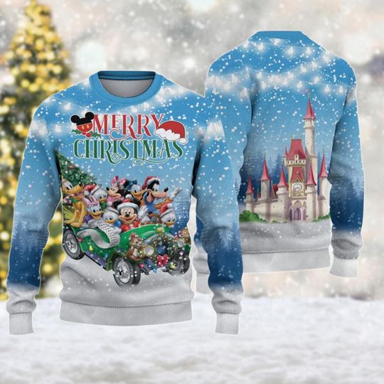 Mickey Mouse and Friends Christmas Ugly Sweater, Mickey Mouse Christmas Sweatshirt, Minnie Mouse Xmas Holiday Shirt, Magic Kingdom Gift