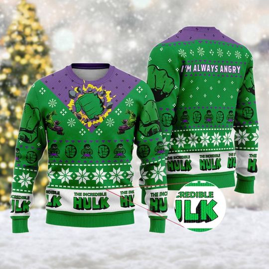 Hulk Incredible Christmas Sweater, Superhero Ugly Sweater, Hulk Christmas Sweatshirt, Super Hero Xmas Holiday Party Shirt For Family