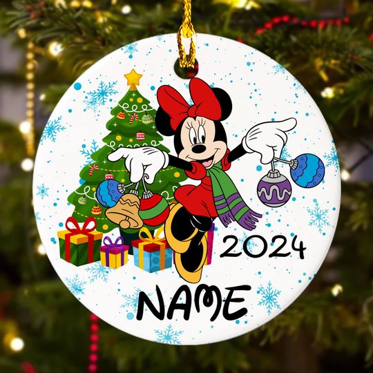 Personalized Cute Mouse Movie Christmas Ornament, Mouse Girl Customized 2024 Christmas Tree Decor, Mouse Santa Xmas Gift For Kid