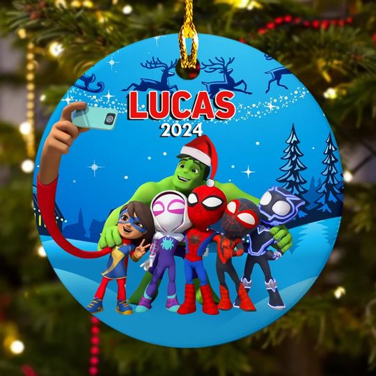 Personalized Ornament Superhero Group, US Supersoldier Characters Xmas Ornament Fan Gift, Customized 2024 Christmas Tree Decor Gift For Kid