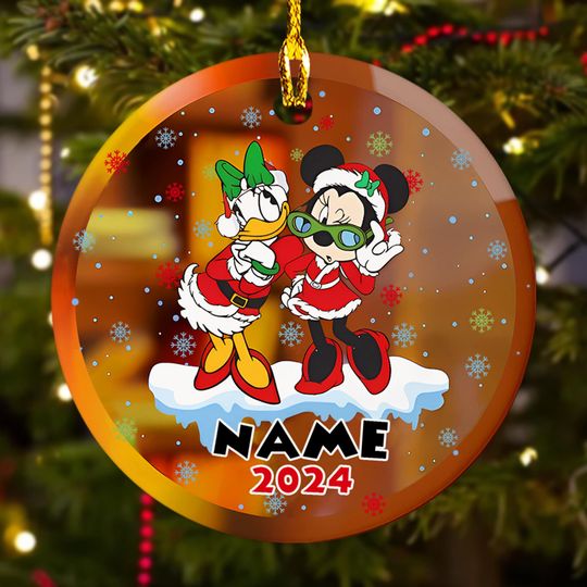 Personalized Bestie Sister Christmas Ornament, Cute Mouse And Duck Girl Best Friend Customized 2024 Christmas Tree Decor, Xmas Gift For Kid