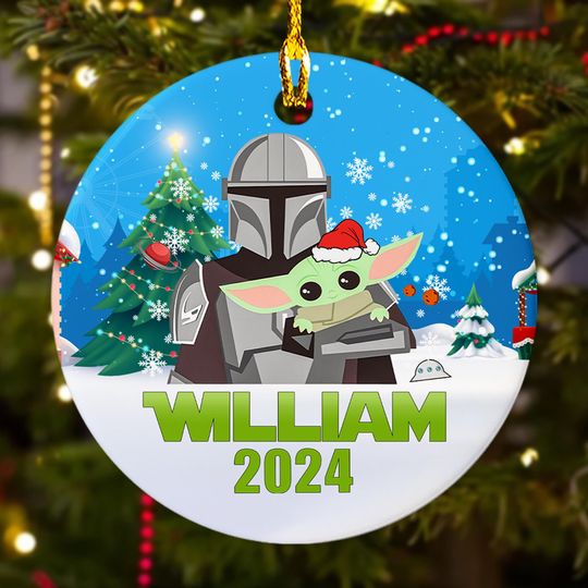 Personalized Ornament Green Monster And Baby, American TV Series Xmas Ornament, Customized 2024 Christmas Tree Decor Gift For Kid