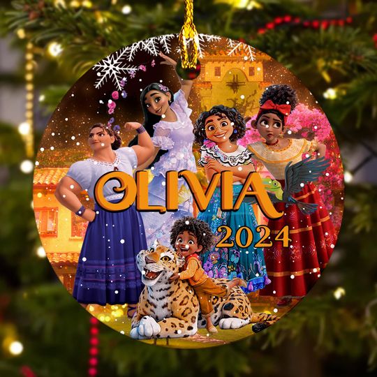 Personalized Ornament Young Girl And Her Family, Princess Animated Movie Xmas Ornament, Customized 2024 Christmas Tree Decor Gift For Kid