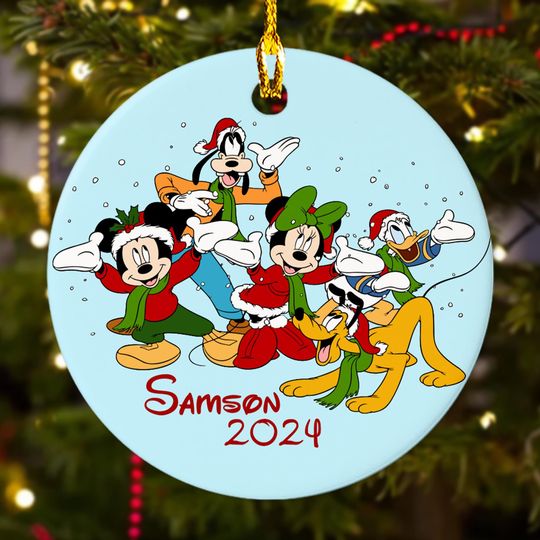 Personalized Mouse And Friends Christmas Ornament, Winter Snow Customized 2024 Christmas Tree Decor, Merry Christmas, Xmas Gift For Kid