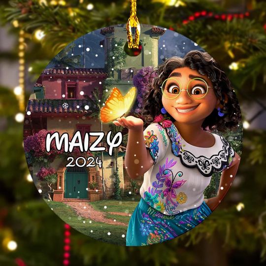 Personalized Ornament Colombian Teenage Girl, Butterfly Glowing At Night Xmas Ornament, Customized 2024 Christmas Tree Decor Gift For Kid