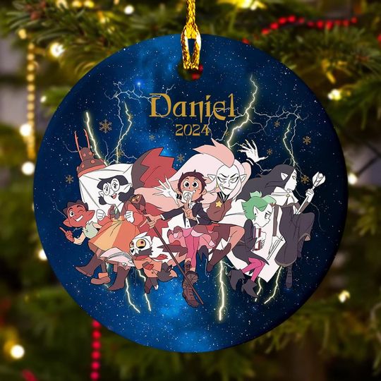 Personalized Ornament Cute Girl And Her Friend, Animated Series Xmas Ornament Fan Gift, Customized 2024 Christmas Tree Decor Gift For Kid