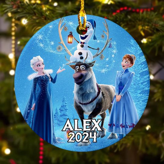 Personalized Snow Princess And Friends Christmas Ornament, Snowman Customized 2024 Christmas Tree Decor, Ice Sister Christmas Gift For Kid