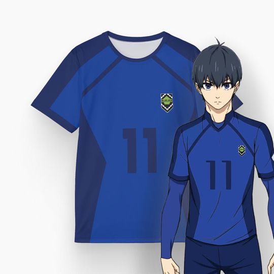 blue lock sport and cosplay t-shirt, isagi yoichi unisex football shirt