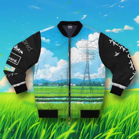 Men's "Vitality" Vintage Bomber Jacket | Streetwear Anime Jacket | Harajuku Clothing | Manga Aesthetic | Tokyo Fashion