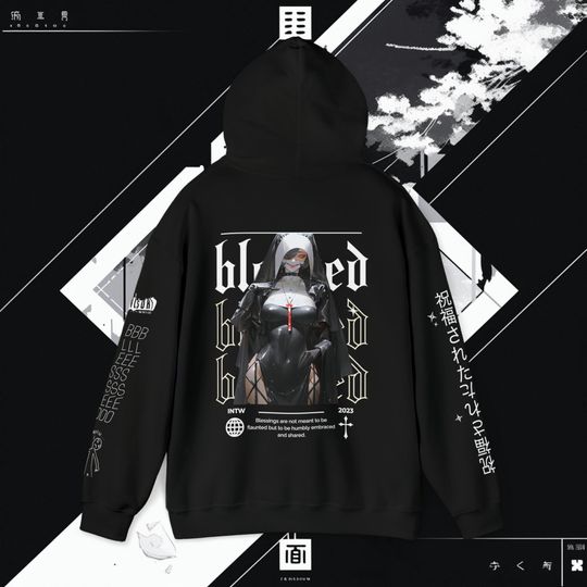 Y2K "Blessed" Unisex Hoodie | Anime Streetwear | Harajuku Y2K Clothing | Vintage Manga Aesthetic | Tokyo Fashion