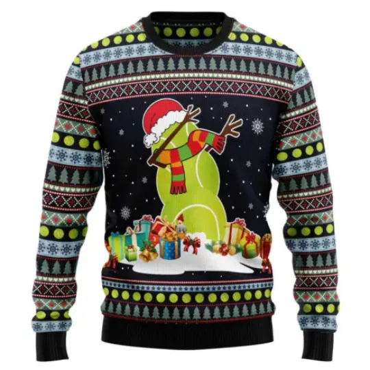 Tennis Snowman Ugly Christmas Sweater Best Gift For Christmas Unisex Lightweight