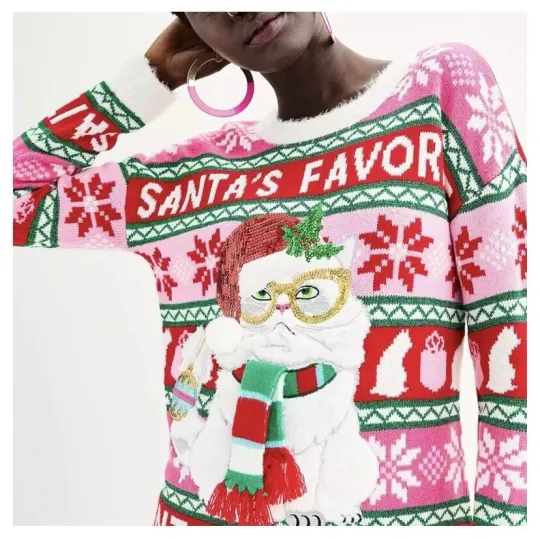 Celebrate Together Metallic Sequin Ugly Christmas Sweater&nbsp;Women’s Size Large New