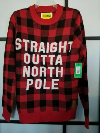 Tipsy Elves Ugly Christmas Sweater Straight Outta North Pole Men's Size Small