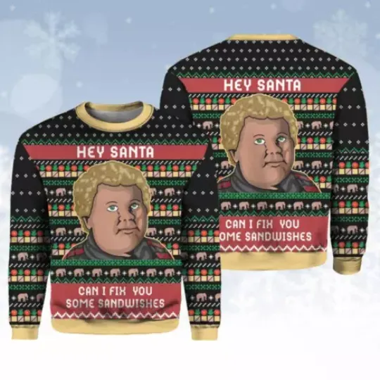 Sandwiches For Santa Bad Santa Sandwiches Christmas 3D Ugly Sweater Sz S-5XL