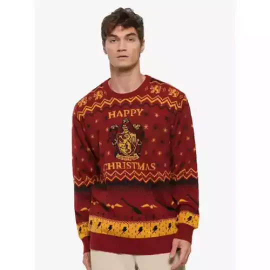 Harry Potter M Gryffindor Emblem Crest Holiday Ugly Christmas Sweater Cosplay