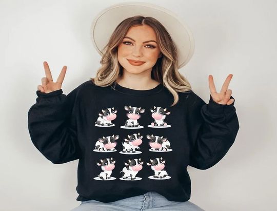 Cute Cow Sweatshirt, Gift For Farmers, Western Lover Sweatshirt, Cowboy Sweater, Cute Cowgirl Hoodie, Highland Cow Hoodie, Funny Cow tshirt