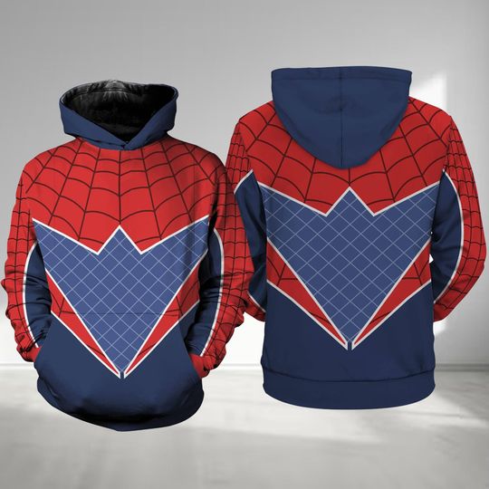 Spider Punk Character Shirt, Spiderman Superhero Halloween Cosplay Hoodie, Halloween Costume For Family Group Hooded Sweatshirt