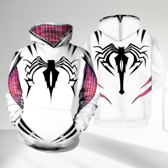 Spider Girl Costume Hoodie, Ghost Spider Cosplay Costume Hooded Sweatshirt, Gwen Stacy Halloween 3D Cosplay Outfit, Movie All Over Print Clothing