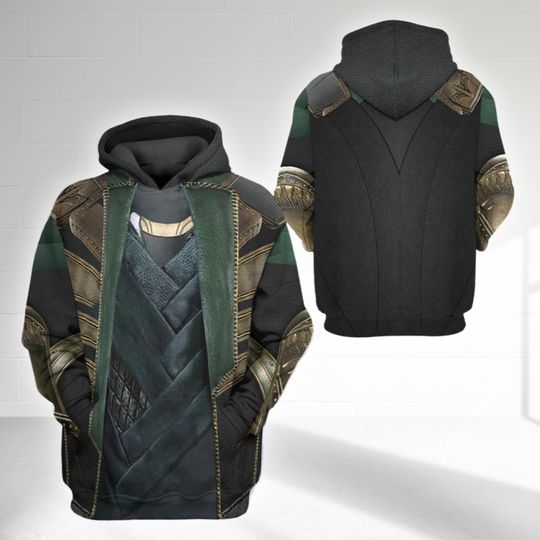 Loki Halloween Costume Hoodie, Loki Mischief Lord Halloween Outfit, Halloween 3D Cosplay Costume Hooded Sweatshirt, Super Hero All Over Print Shirt