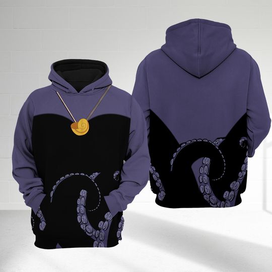 The Little Mermaid 3D Shirt, Ursula Villain Octopus Women Costume Cosplay Hoodie, Halloween Costume Tee, Family Group Hooded Sweatshirt