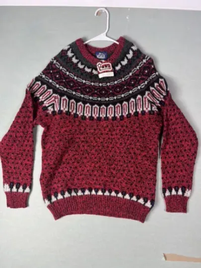Woolrich Vintage Ugly Christmas Wool Icelandic Red Pullover Sweater Large NWT