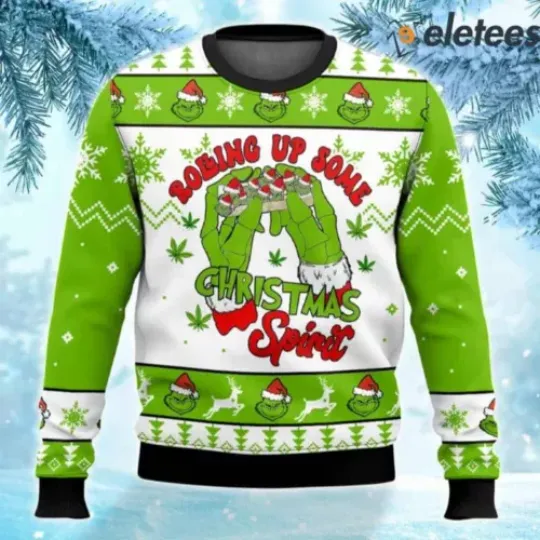 Grnch Rolling Up Some Christmas Spirit Ugly Sweater NU9BYR0W