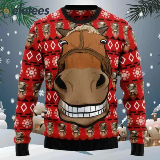 Funny Horse Christmas Ugly Christmas Sweater LIAKYZ2U