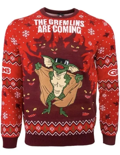 XS (UK) Gremlins Flasher Ugly Christmas Jumper Sweater Xmas Numskull Warner Bros