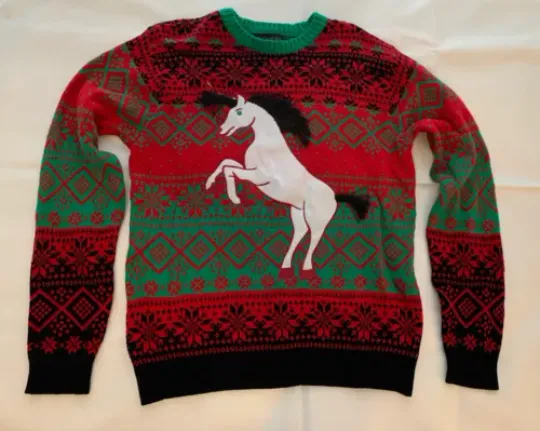Blizzard Bay Unicorn Horse Ugly Christmas Sweater Men’s Size M New