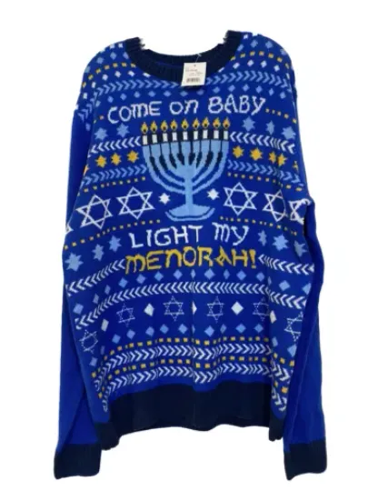 Ugly Christmas Sweater XXL Menorah Hanukkah Jim Morrison Doors Funny NWT