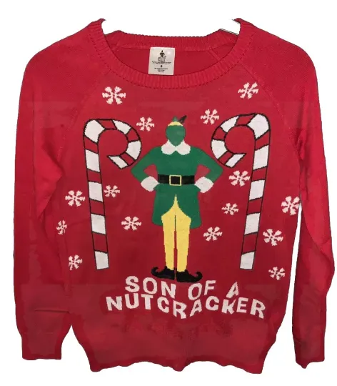 Elf Son of a Nut Cracker Mens Holiday Ugly Christmas Sweater New With Tags