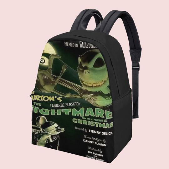 Halloween Backpack, Nightmare Before Christmas School Backpack, Horror Movie Bag, Back To School Backpack, Souvenir for Students