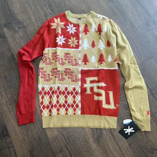 FSU Florida State Seminoles Holiday Ugly Christmas Sweater Mens M Football