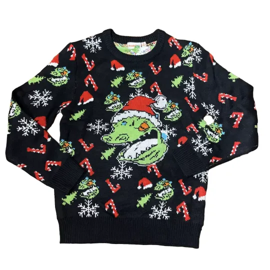 Nick 90s Ugly Christmas Sweater Size M Dinosaur T-Rex Tree Santa Hat NWT