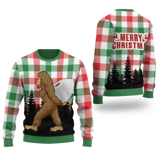 Bigfoot Ugly Christmas Sweater Crewneck Sweater Gift For Men Women