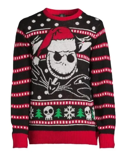 Nightmare Before Christmas Mens X-Large 46/48 Jack Skellington Ugly Sweater New