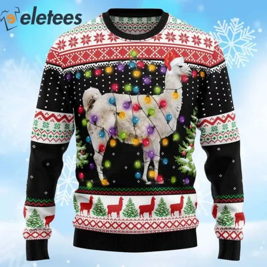 Llama Hit That Ugly Christmas Sweater 3N8GZ32C