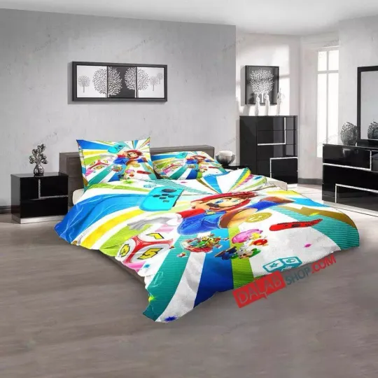 Anime Super Mario D Quilt Duvet Cover Set Soft Home Textiles Double Pillowcase