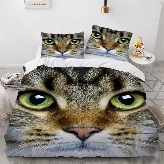 Cute White Cat Kitty Kitten Animal Print #10 Quilt Duvet Cover Set Bed Linen