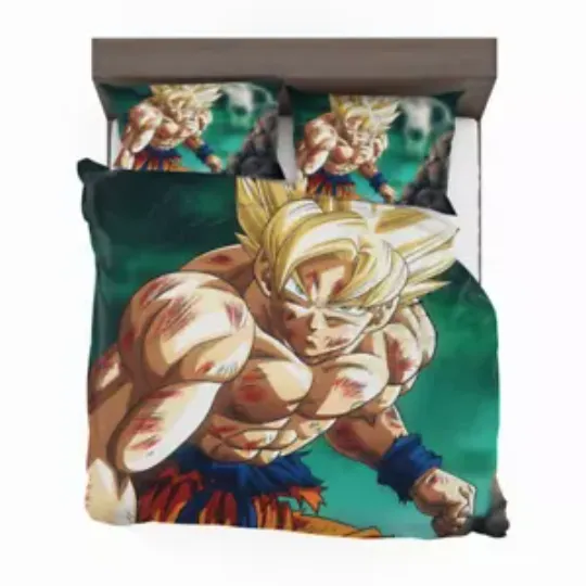 Goku Super Saiyan Dragon Ball Anime Quilt Duvet Cover Set Children Super King