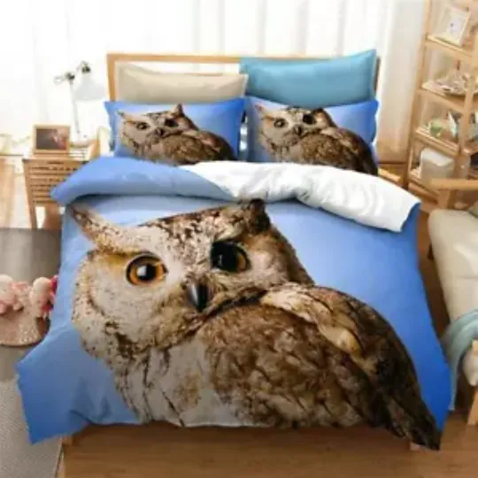 Owl Animal 3D Printed Gift 5 Quilt Duvet Cover Set Doona Cover Bedding Bed Linen