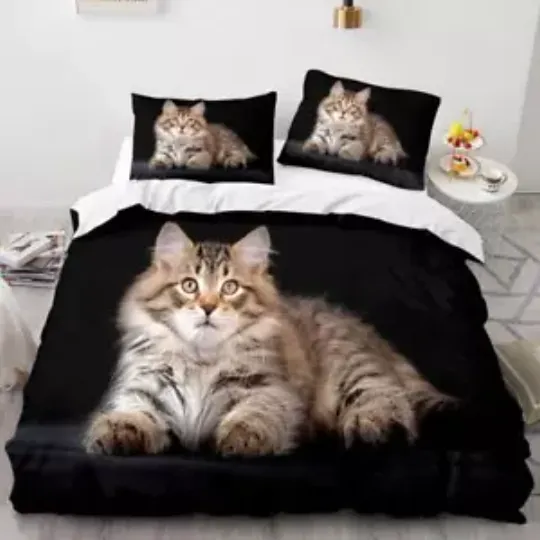 Discover Animals Cat 3D Printed Gift 3 Quilt Duvet Cover Set Bedding Children Doona Cover