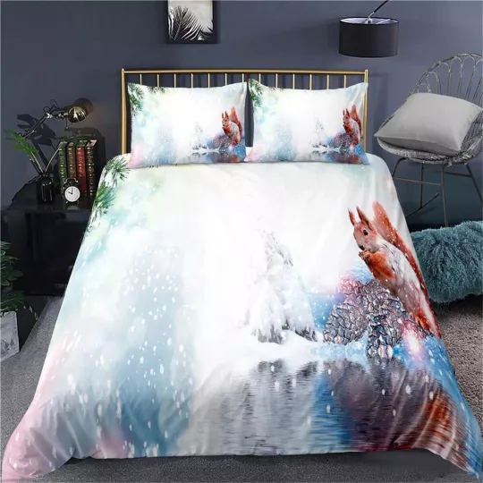 Cute Animal Squirrel 21 Quilt Duvet Cover Set Soft Bedroom Decor Comforter Cover