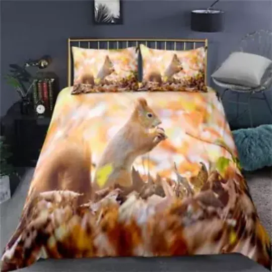 Cute Animal Squirrel 20 Quilt Duvet Cover Set Bedclothes Bedroom Decor Children
