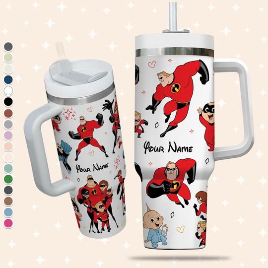 Custom Disney Father Day Mr Incredible The Incredibles Colorful Tumbler, Disney Family Tumbler, Disneyland Magic Kingdom